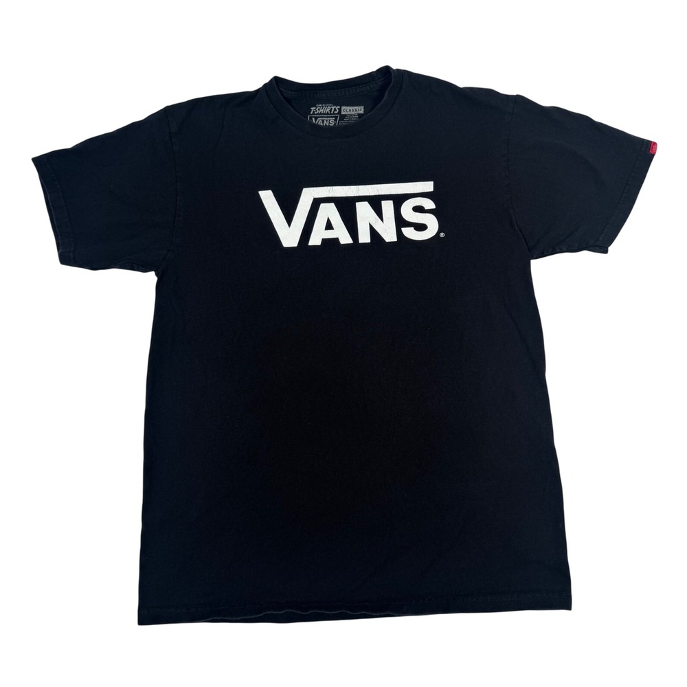 Vans Classic Men's M T-Shirt Black White‎ Logo Short Sleeve Skater Streetwear